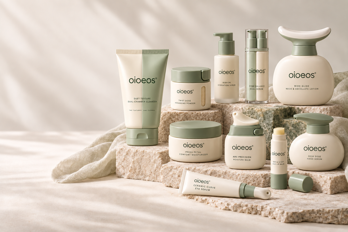 American woman enjoying an orange-inspired skincare ritual with oioeos® products
